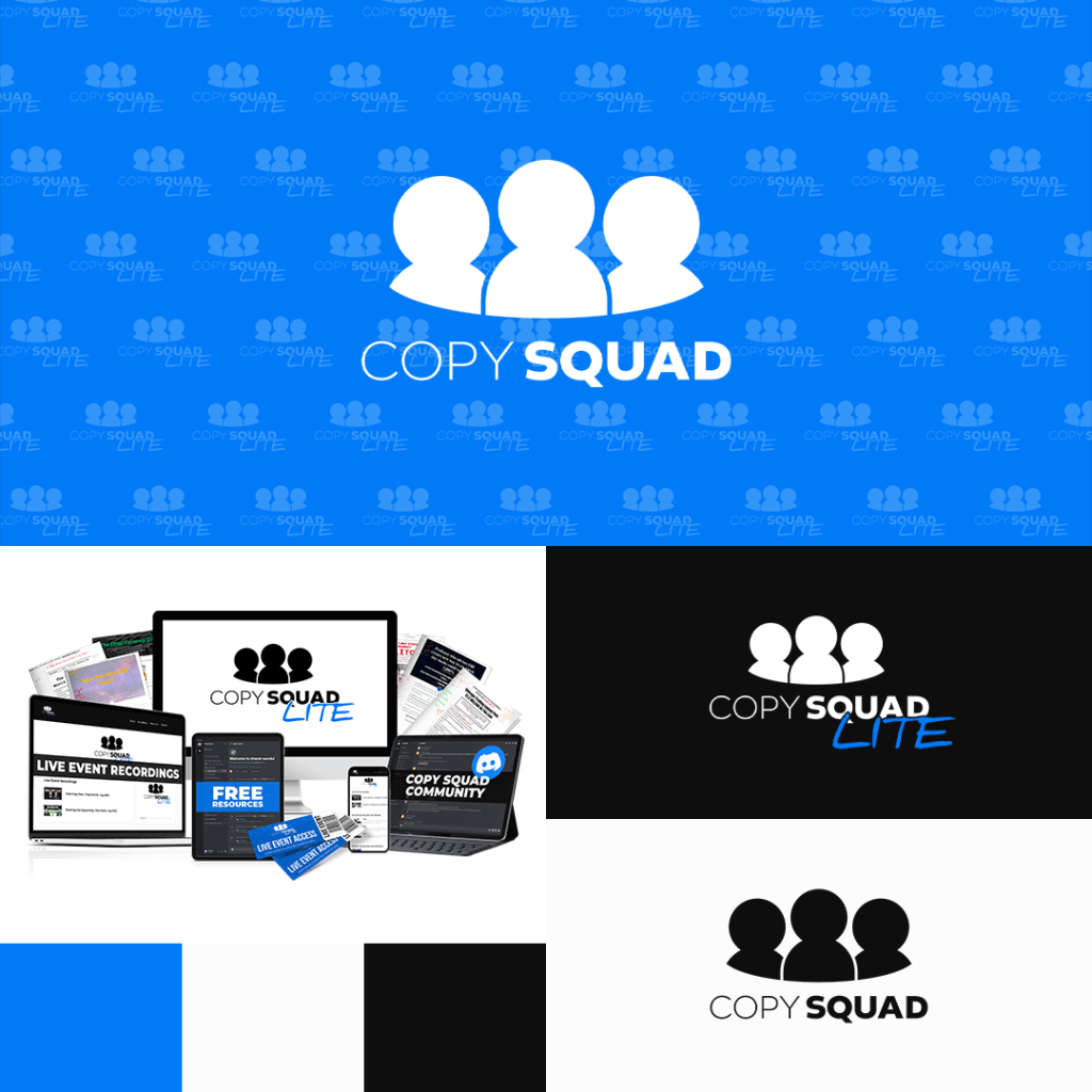 Copy Squad visual identity pack featuring logo and website design created by Apex Aesthetics.