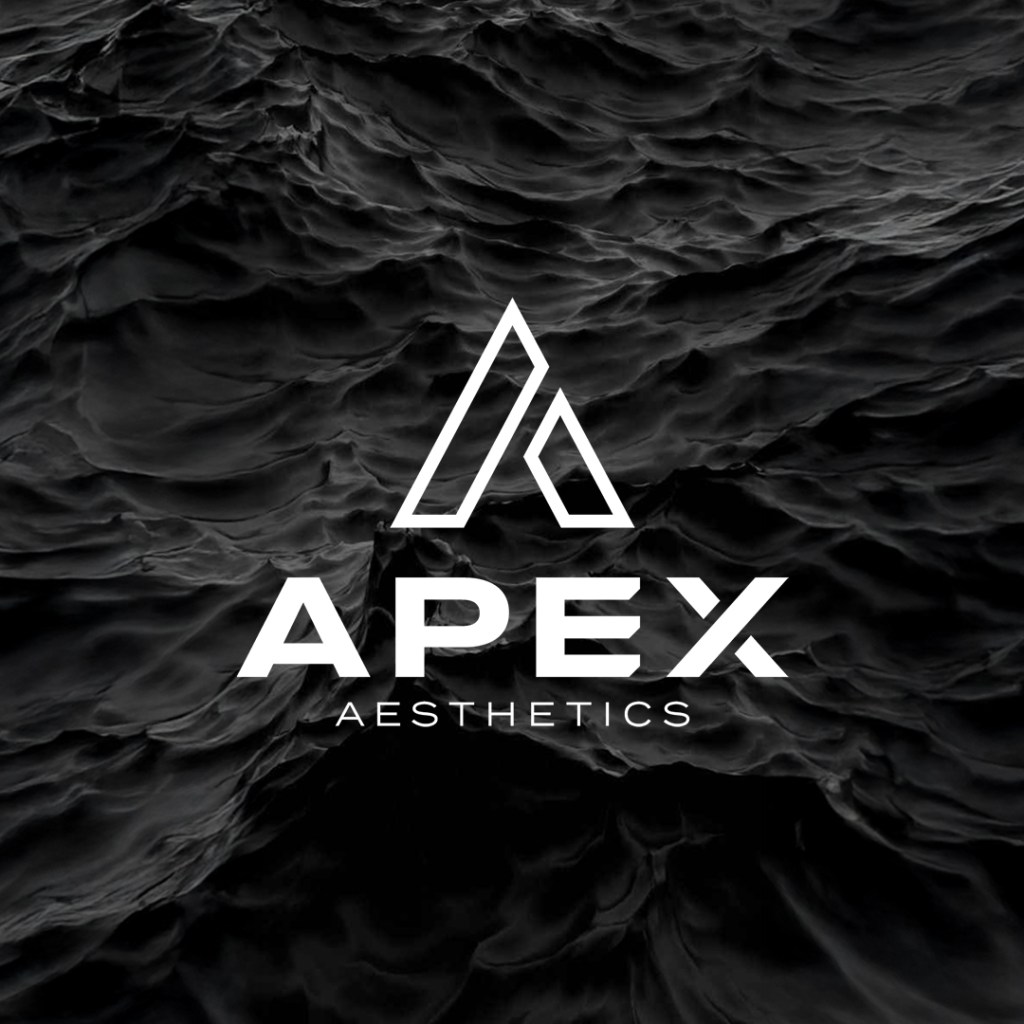 Apex Aesthetics logo on black water background